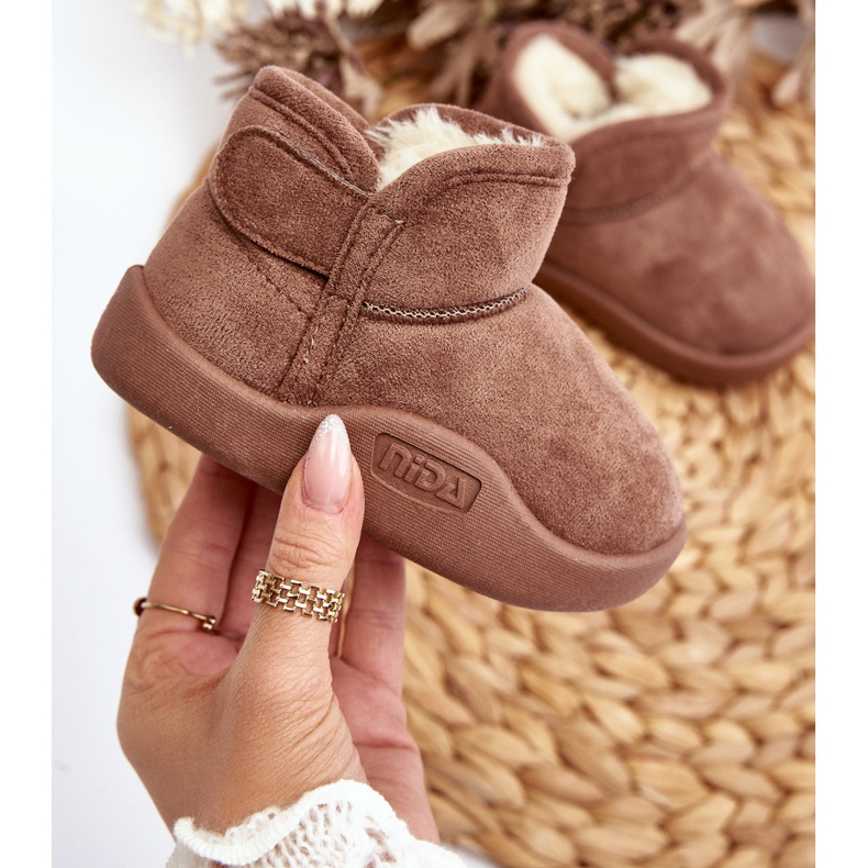 Śniegowce Dziecięce Ocieplane Futerkiem Brązowe Benigna 2