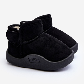 Śniegowce Dziecięce Ocieplane Futerkiem Czarne Benigna 1