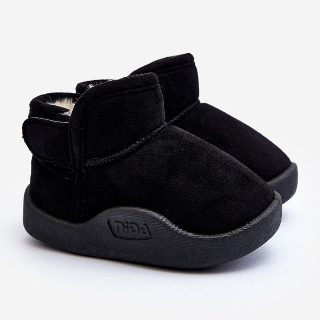 Śniegowce Dziecięce Ocieplane Futerkiem Czarne Benigna 1