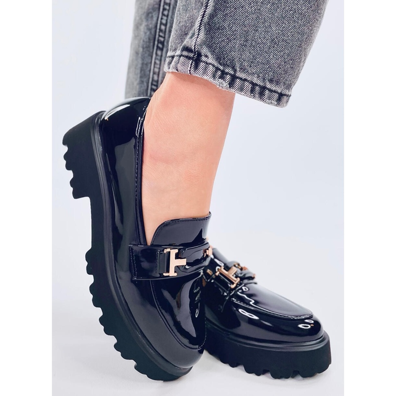 Mokasyny damskie lakierowane Manff Black czarne 1