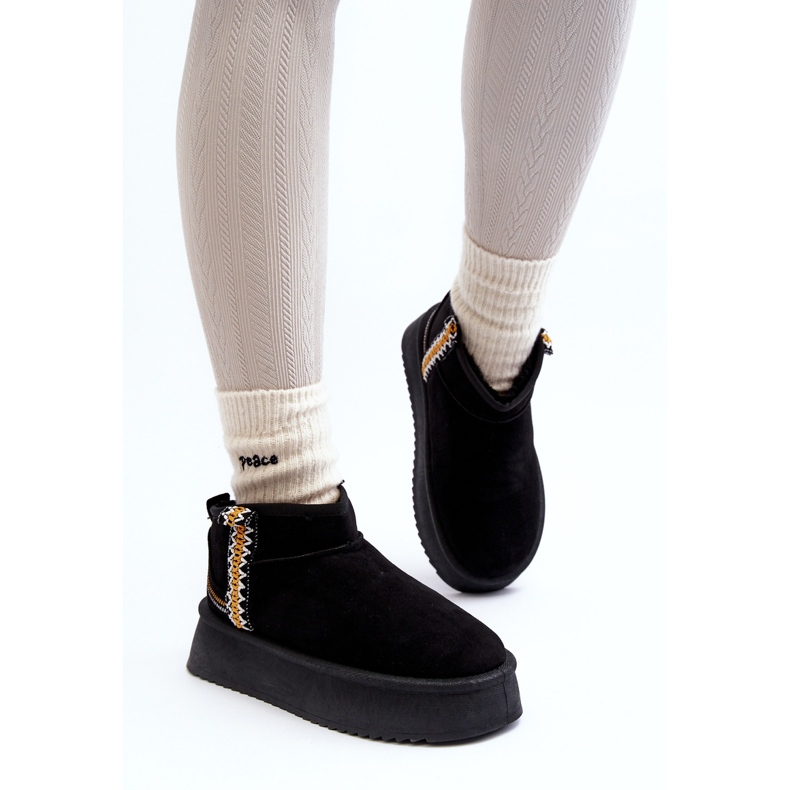 Śniegowce Na Platformie Ze Wzorem Czarne Udra 2