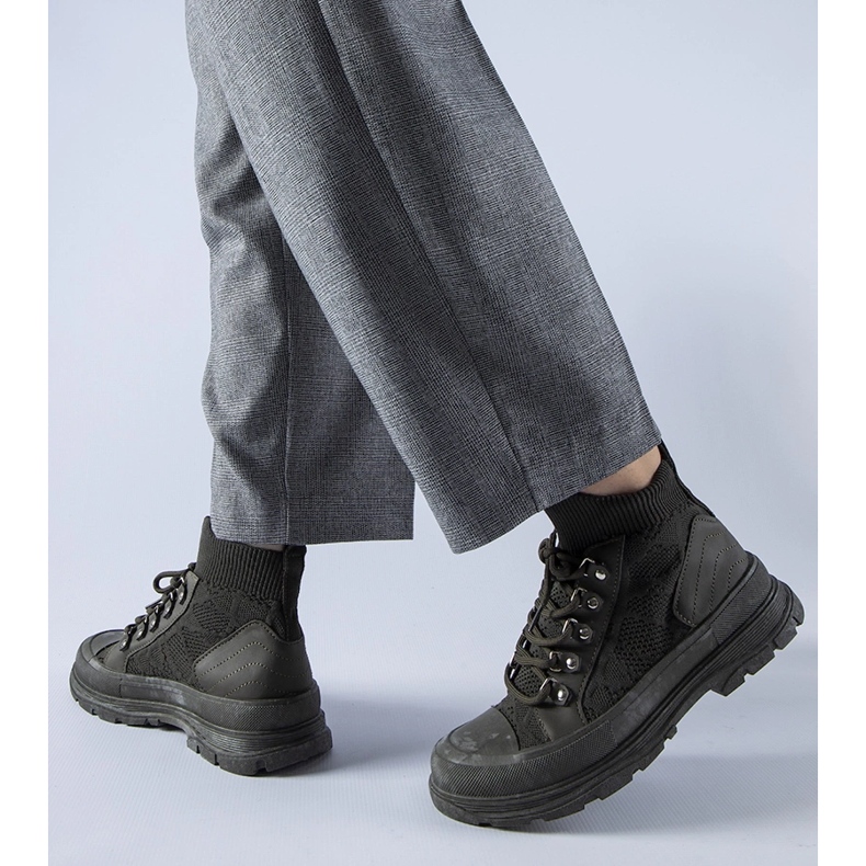 Zielone wysokie materiałowe trampki Casalma 1