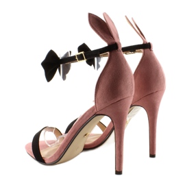 Sandałki na szpilce z uszkami ZJ-15P Pink różowe 2