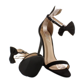 Sandałki na szpilce z uszkami ZJ-15P Black czarne 2