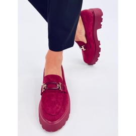 Mokasyny damskie zamszowe Ralfes Maroon czerwone 2