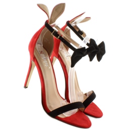 Sandałki na szpilce z uszkami ZJ-15P Red czerwone 2