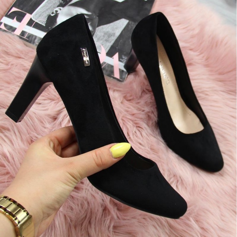 Czółenka na słupku zamszowe Sergio Leone W SK39T czarne 1