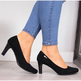 Czółenka na słupku zamszowe Sergio Leone W SK39T czarne 2