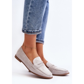 Damskie Klasyczne Mokasyny Szare Olevin 2