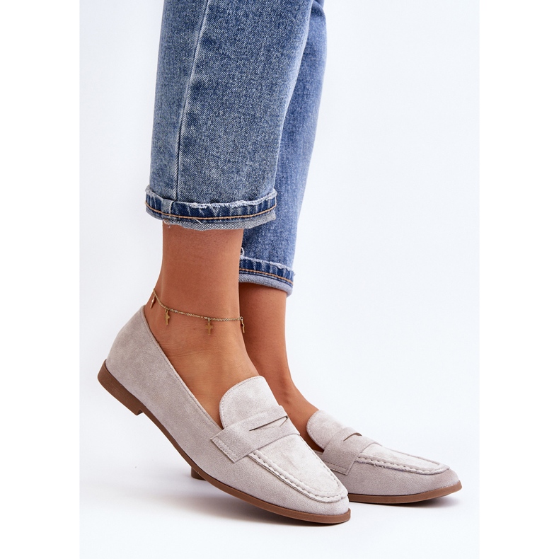 Damskie Klasyczne Mokasyny Szare Olevin 2