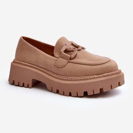 Masywne Mokasyny Damskie Z Łańcuchem Beżowe Dataia beżowy 1