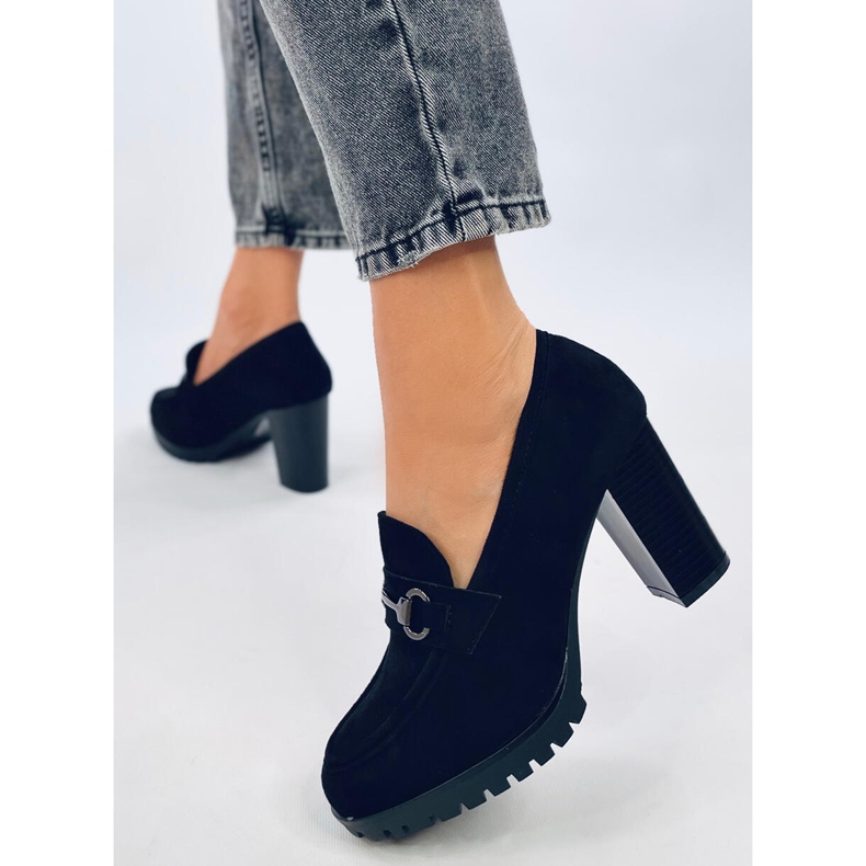 Mokasyny na obcasie Desira Black czarne 2