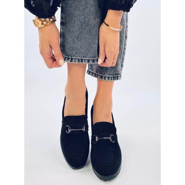 Mokasyny na obcasie Desira Black czarne 1