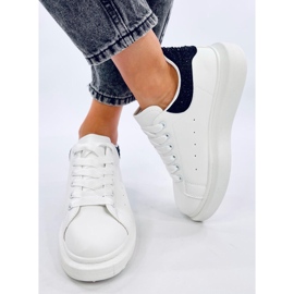 Sneakersy na platformie z cyrkoniami Parkss WHITE/BLACK białe 1
