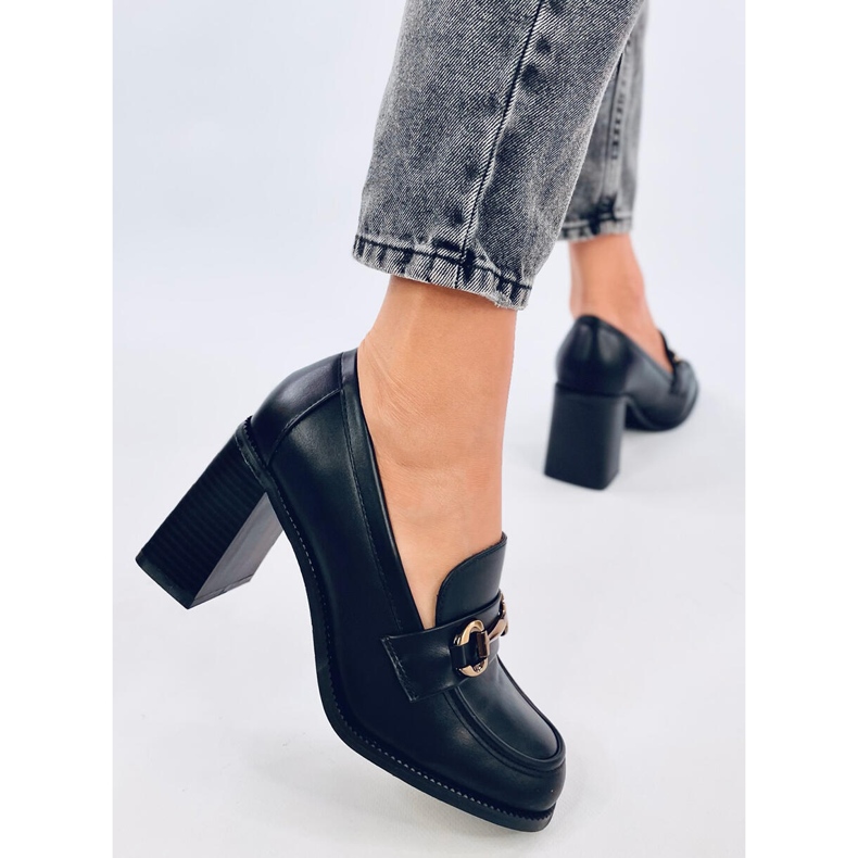 Mokasyny na obcasie Varvai Black czarne 2