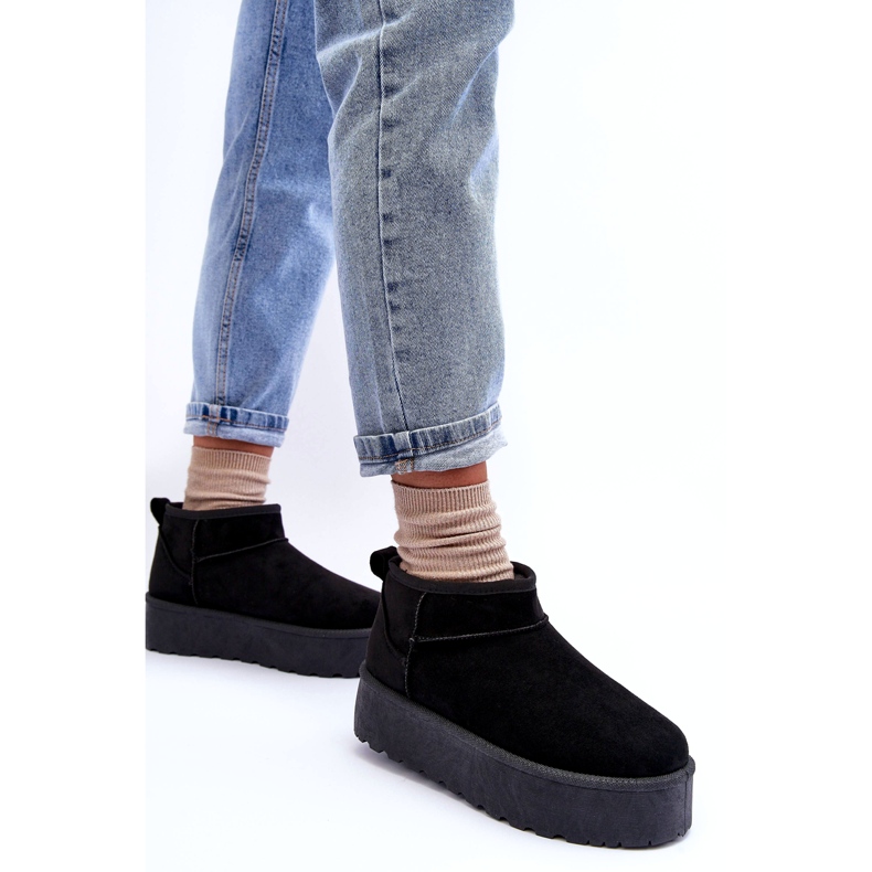 Zamszowe śniegowce damskie czarne 5