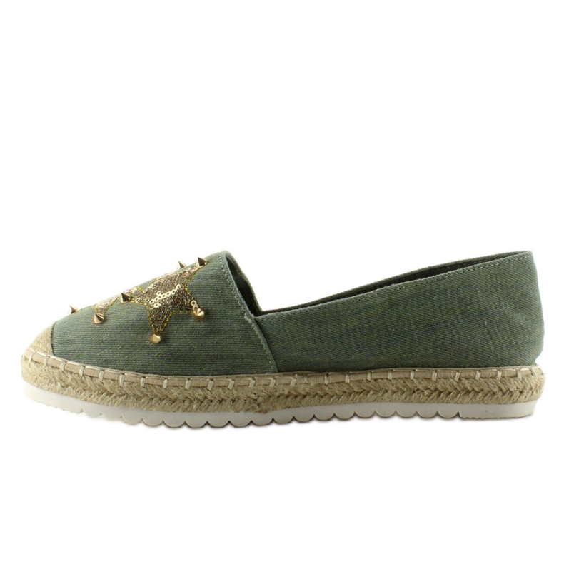 Płócienne espadryle z ćwiekami CV-353 Green zielone 1
