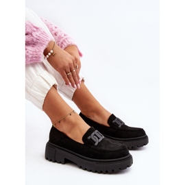 Mokasyny Damskie Z Łańcuchem Czarne Mevre 2