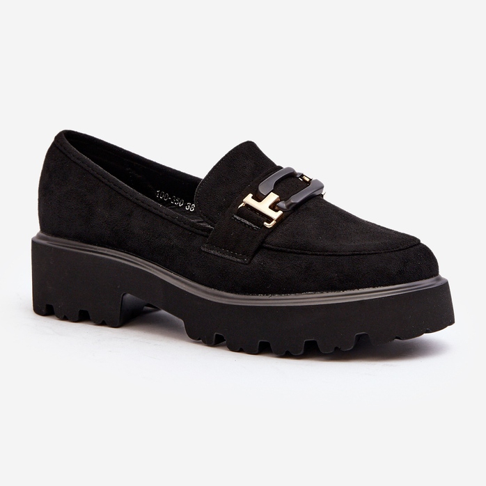 Mokasyny Damskie Z Ozdobą Czarne Omavia 2