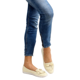 Pastelowe mokasyny z frędzelkami yellow żółte 1