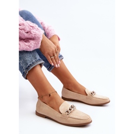 Damskie Mokasyny Z Łańcuchem Beżowe Ambrise beżowy 2