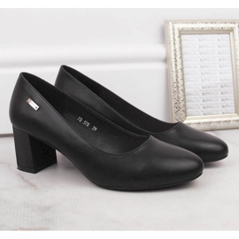 Czółenka na ozdobnym słupku czarne Sergio Leone 2