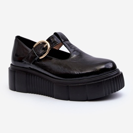 Zazoo 20102 Modne Lakierowane Półbuty Na Masywnej Platformie Czarne 1