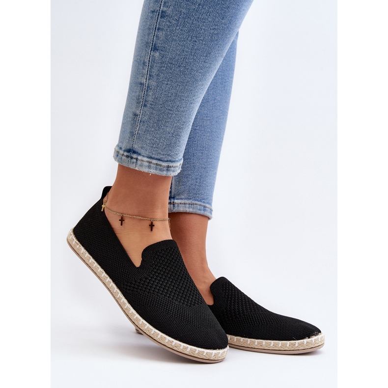 Wsuwane Damskie Espadryle Czarne Harmonie 2