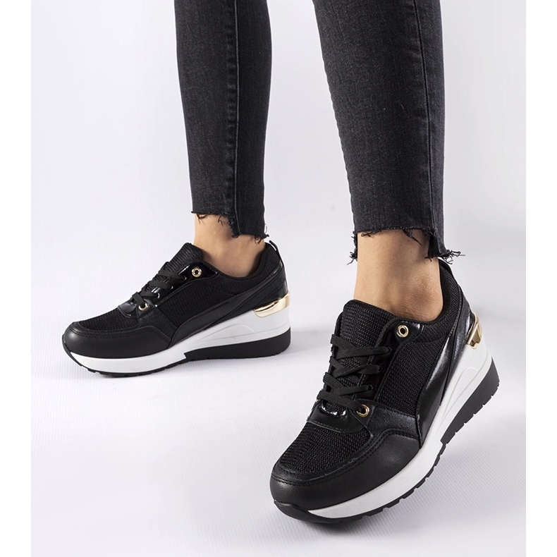 Czarne sneakersy na koturnie Gauvin 1