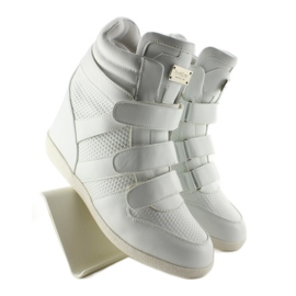Licowe sneakersy high top JT35 white białe 4