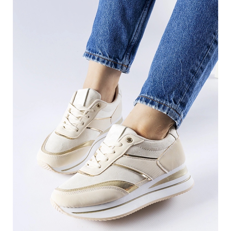 Beżowe sneakersy na platformie Nutter beżowy 1
