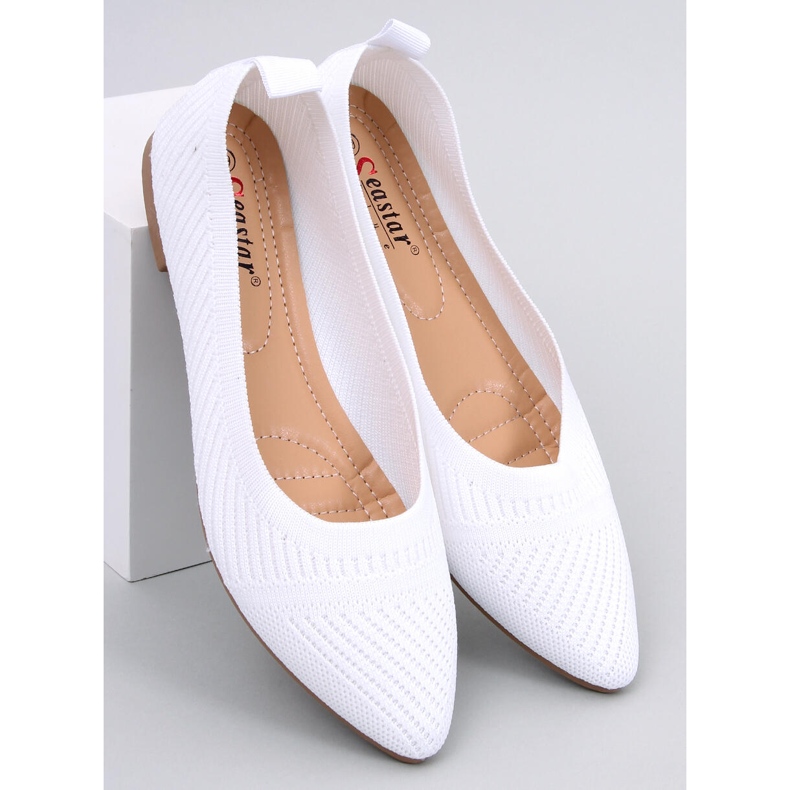Baleriny z tkanego materiału Kayla White białe 1