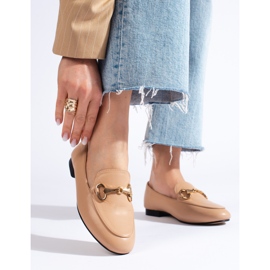 Mokasyny Beżowe półbuty brązowe 1