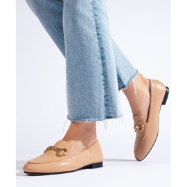 Mokasyny Beżowe półbuty brązowe 2