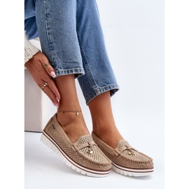 Damskie Ażurowe Mokasyny Złote Twista złoty 1
