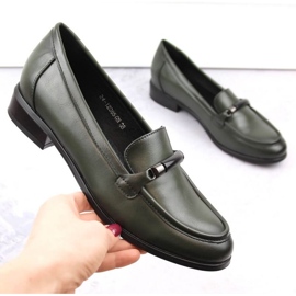 Półbuty na niskim obcasie Potocki W WOL204C zielone 1