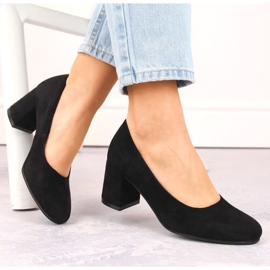 Zamszowe czółenka Potocki W WOL207A czarne 2