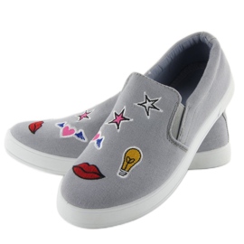 Slipony z naszywkami JX41P Grey szare 1