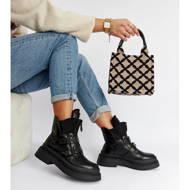 Czarne botki na platformie Glen 1