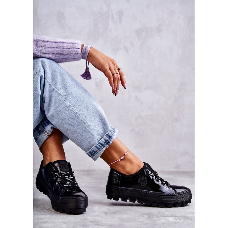Modne Lakierowane Trampki Big Star KK274044 Czarne 3