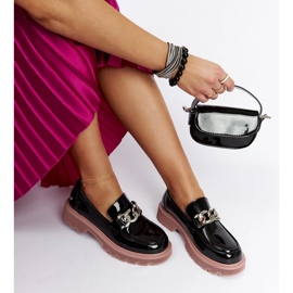 Czarne skórzane mokasyny Goe LL2N4039 1