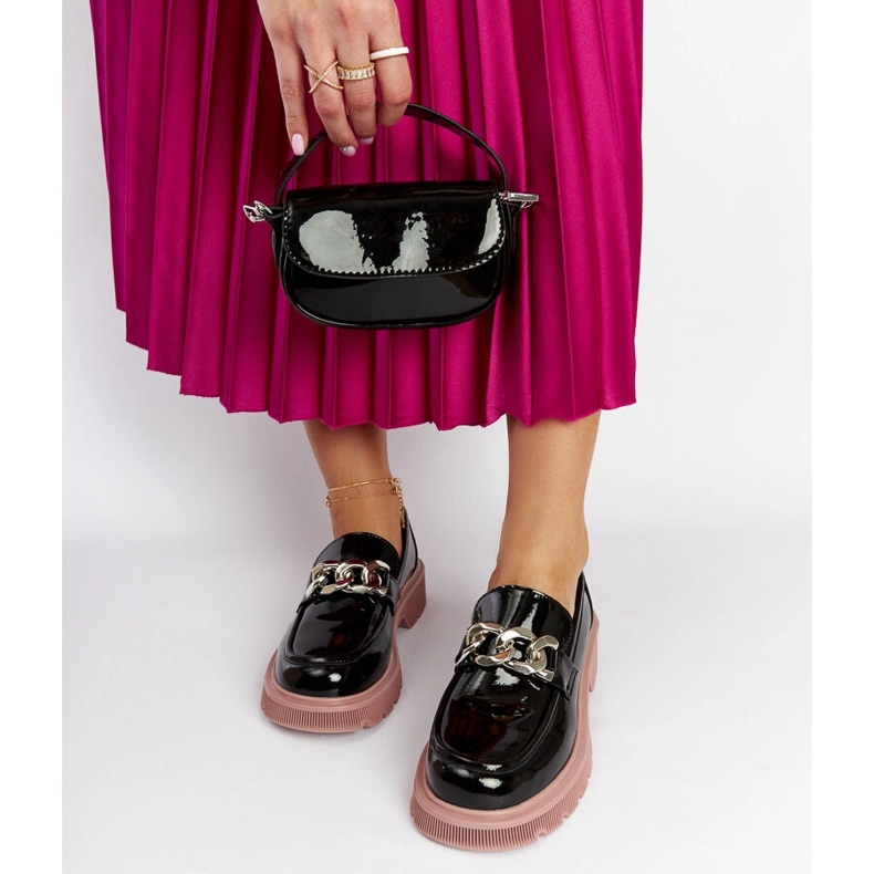 Czarne skórzane mokasyny Goe LL2N4039 2