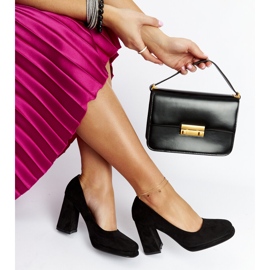 Czarne czółenka na wysokim słupku Hudson 1