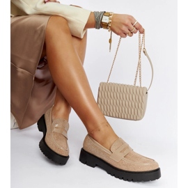 Beżowe mokasyny zdobione cyrkoniami Newport beżowy 1