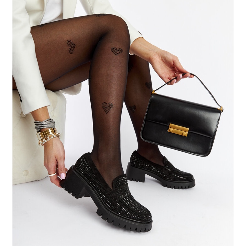 Czarne mokasyny na masywnym słupku Parent 2