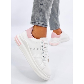 Sneakersy na koturnie Maes Pink białe 4