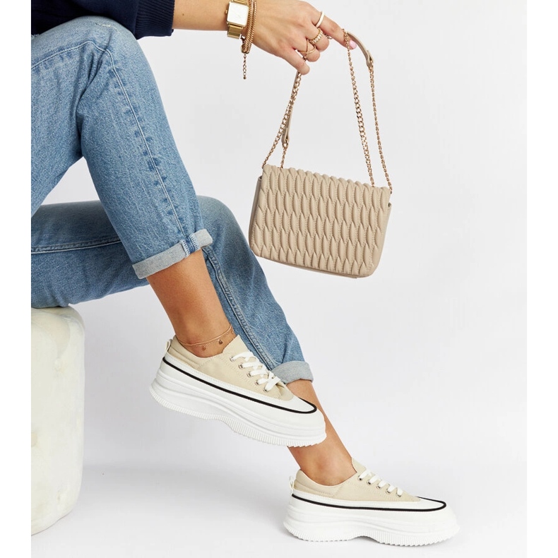 Beżowe trampki na platformie Plesio beżowy 1