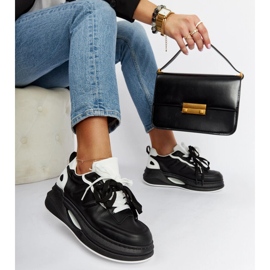 Czarno-białe sneakersy Galdino czarne 2