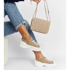 Beżowe trampki na platformie Monteleone beżowy 2