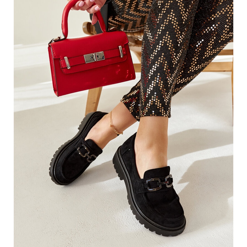 Czarne zamszowe mokasyny z klamerką Springs 1